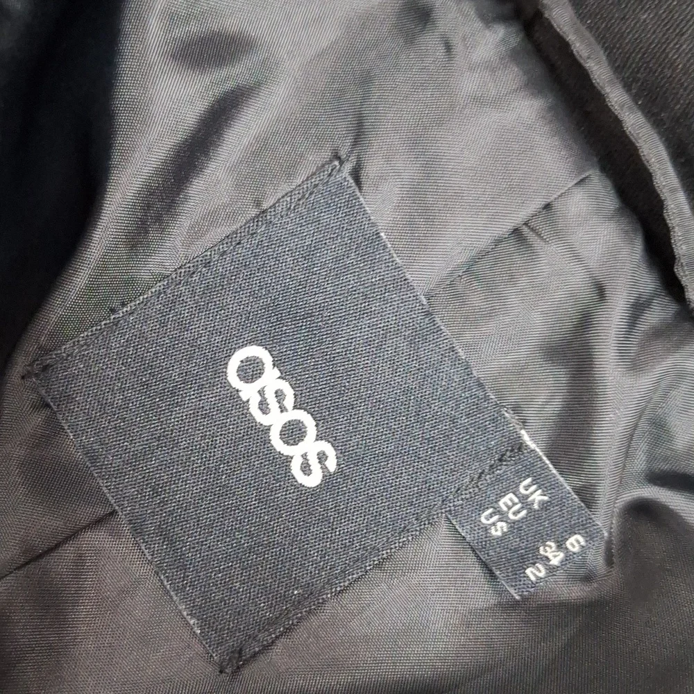 ASOS Black Double Breasted Trench Coat with Matching Belt and Button Back Detail - Picture 8 of 12